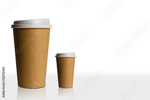 Coffee cup sizes isolated on white background