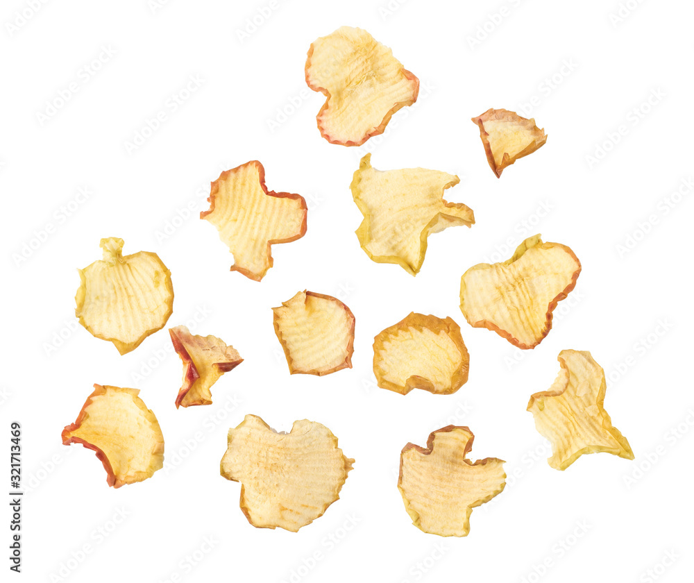 dried apples on a white background. diet food dried apples on a white background. diet food
