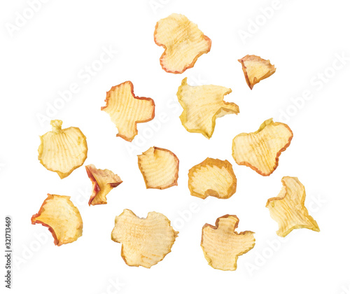 dried apples on a white background. diet food