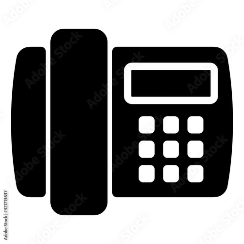 gz720 GrafikZeichnung - german - Festnetzverbindung im Büro, Telefon Symbol. - english - telephone landline at office / phone icon. - black simple template - web button - square xxl g9022