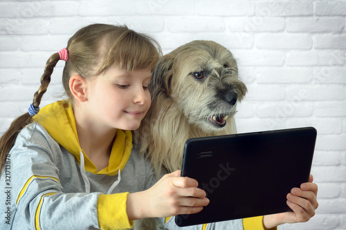 play tablet kid child a dog