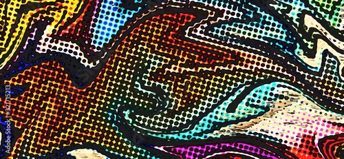 Wallpaper Mural Abstract swirl background. Liquid paint texture in expressionism style. Comic dots effect. Retro comics cartoon design.  Torontodigital.ca