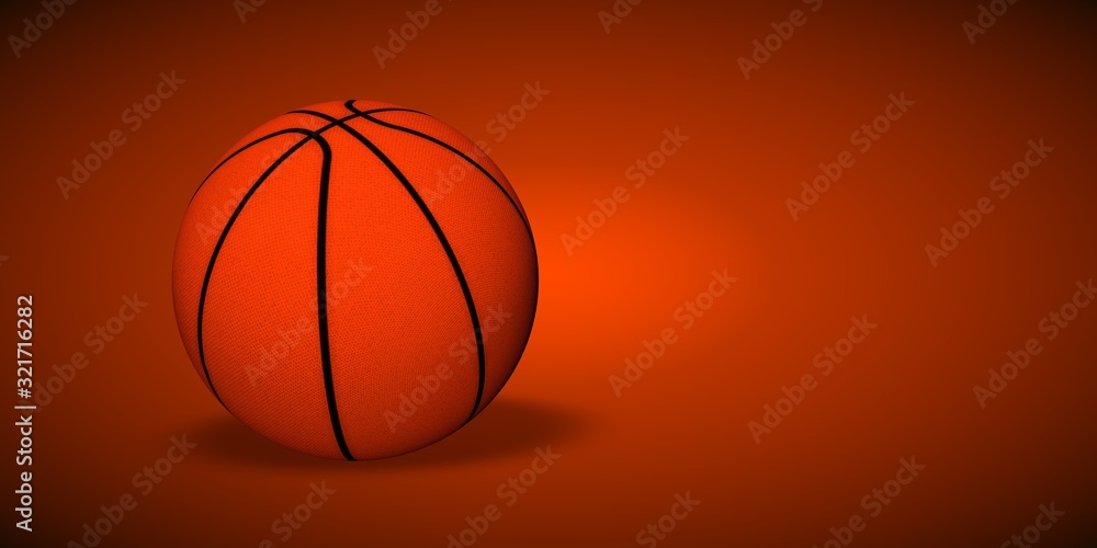 3D Render Orange  Basketball Background