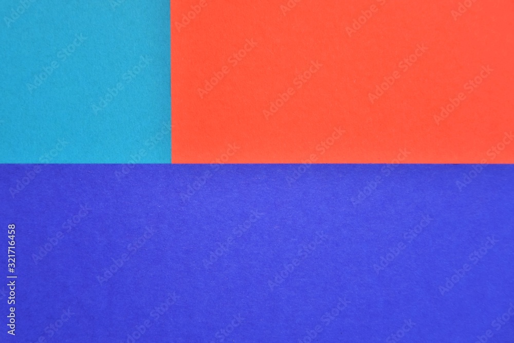 Abstract modern background with red turquoise and royal blue colors. Minimal contemporary design. Colorful paper color blocks mock up. Trendy color block design. Textured geometric background Abstract modern background with red turquoise and royal blue colors. Minimal contemporary design. Colorful paper color blocks mock up. Trendy color block design. Textured geometric background