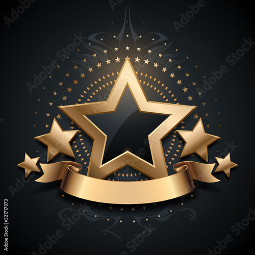 Gold luxury star on black background