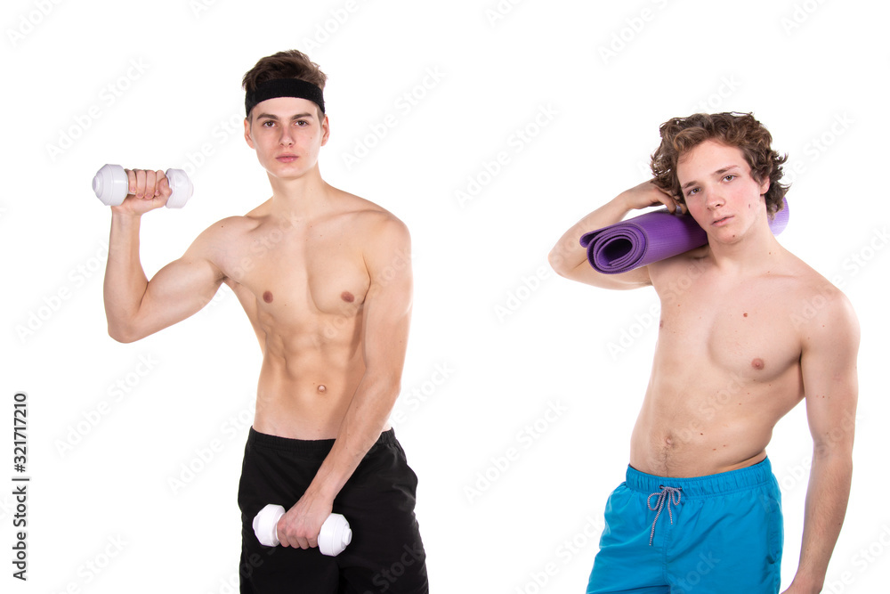 Sport and healthy lifestyle. Two attractive guys.