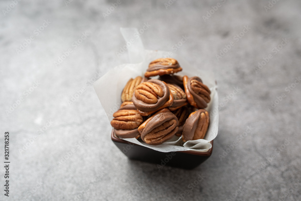 Pretzel Bites with Chocolate Caramel and Pecan Pretzel Bites with Chocolate Caramel and Pecan