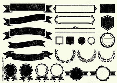 ヴィンテージリボン＆フレーム・バッヂ セット