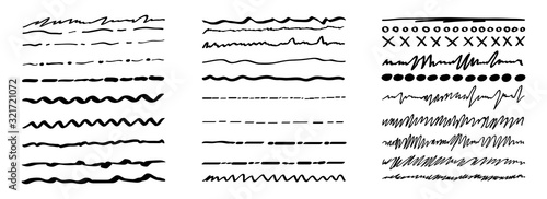 vector grunge brushes, hand drawn ink strokes. Vector illustration.