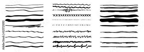 Line hand drawn vector set isolated on white background. Collection of doodle lines, hand drawn template. Vector illustration