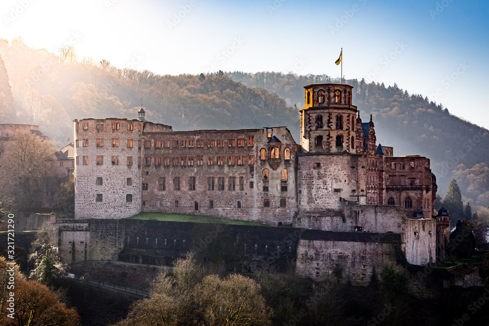 Fototapeta premium Heidelberg castle at sunset, sunrise, germany