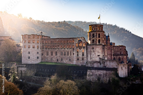 Heidelberg castle at sunset, sunrise, germany photo