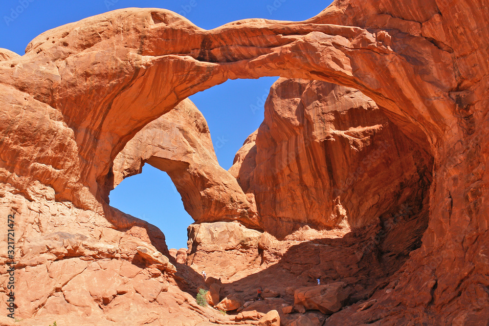 Double Arch  - close-set pair of natural arches in Arches National Park in southern Grand County, Utah, United States.