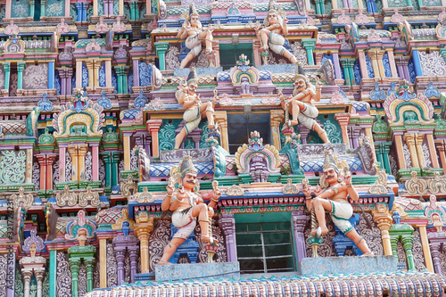 Highly decorated gopuram entrance to Shiva Nataraja temple photo