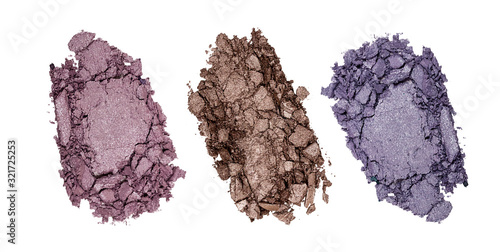 Φωτογραφία set of broken makeup eyeshadows isolated on white background