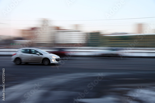 the car is racing. Speed