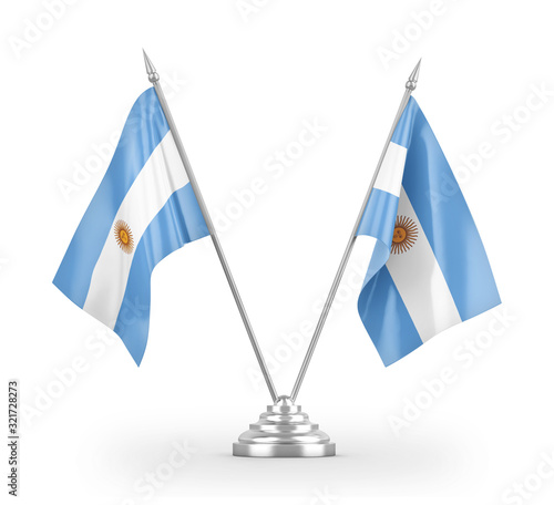 Bild auf Leinwand Argentina table flags isolated on white 3D rendering