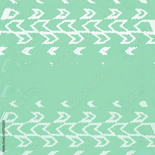 Nature design with flying leafs. Teal or mint green frame stripe