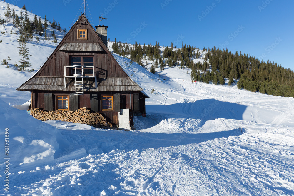Winter landscape of Hala Gasienicowa(Valey Gasienicowa) in Tatra mountains in Zakopane,Poland