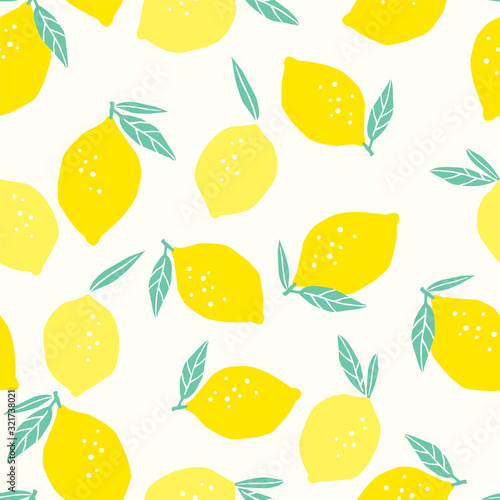 Vector seamless pattern with lemons. Trendy hand drawn textures.