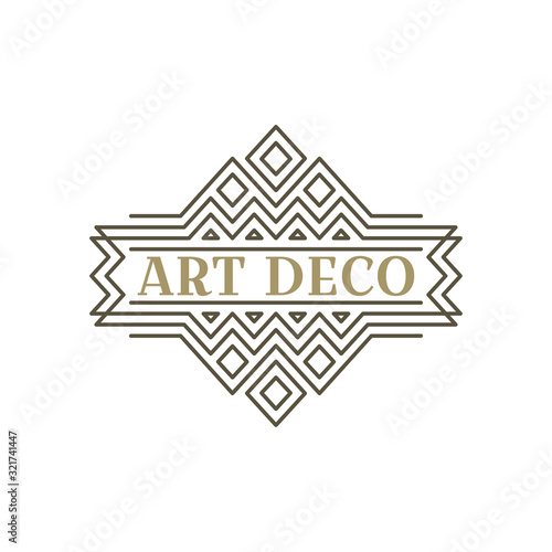 Art deco logo. Vintage label design. Retro badges. Vector image.