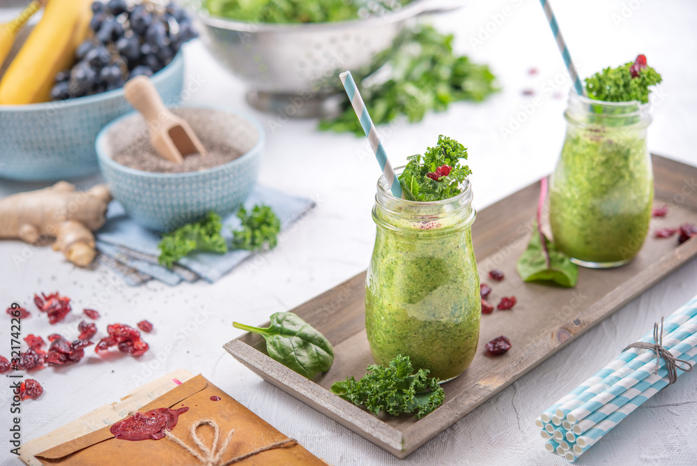 Fresh and healthy green fruits smoothie Fresh and healthy green fruits smoothie