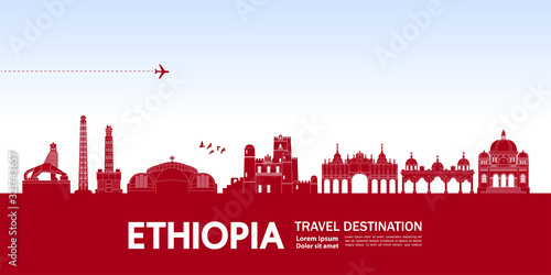Ethiopia travel destination grand vector illustration. 