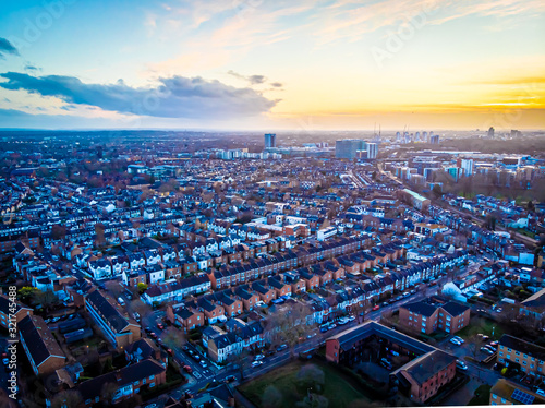 Sunset in London suburb, UK photo