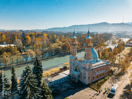 Sunnite Mukhtarov Mosque in Vladikavkaz, aerial view photo