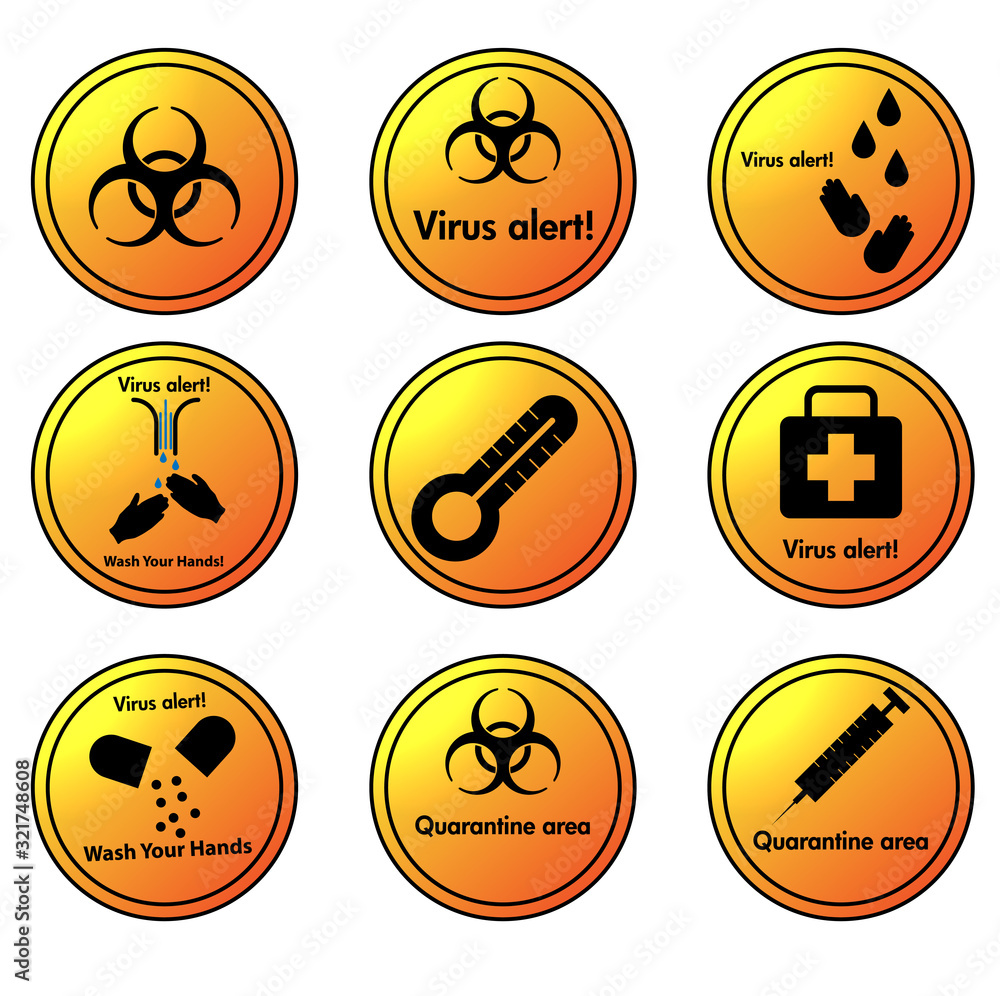 Set of vector virus alert circular icons Set of vector virus alert circular icons