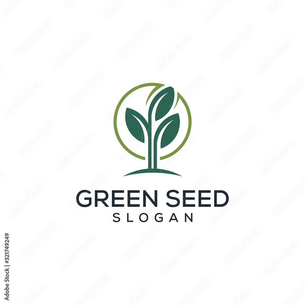 Green Seed Leaf farm icon logo design vector template download