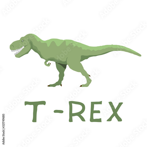 T-rex Cartoon isolated on white Background. Vector