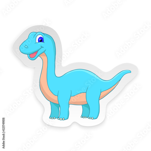 Cartoon Diplodocus Cute Little Baby Dinosaur Sticker. Vector © idimair