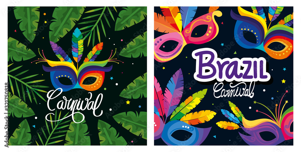 Fototapeta premium set poster of brazil with decoration