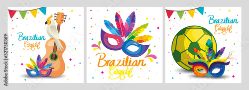 set poster of brazil with decoration