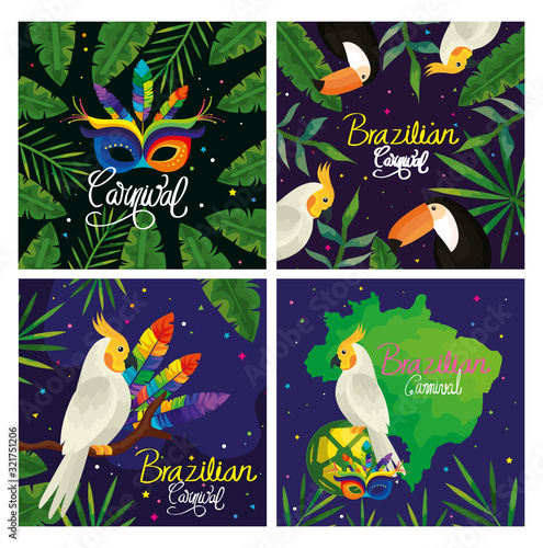 set poster of brazil with decoration