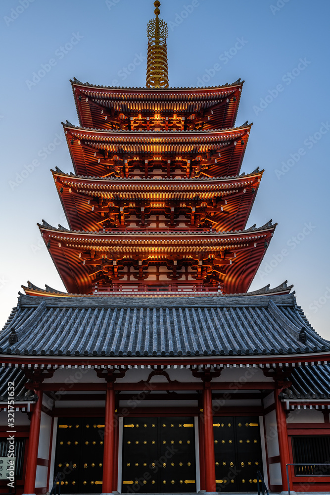 Asakusa illuminated Senso ji temple on sunset Asakusa illuminated Senso ji temple on sunset