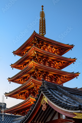 Photography Asakusa illuminated Senso ji temple on sunset