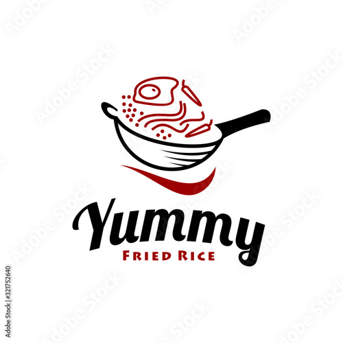 Food Logo Fried Rice Vector, Culinary Industry Template