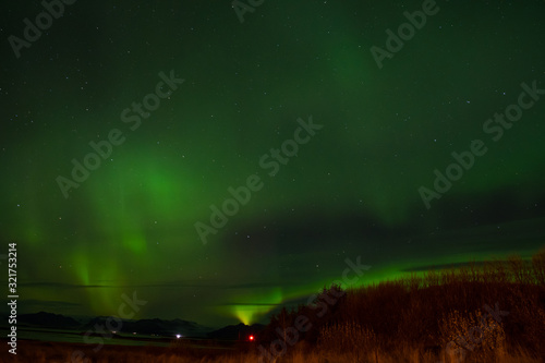 Nordic lights in Hornafjordur in south Iceland