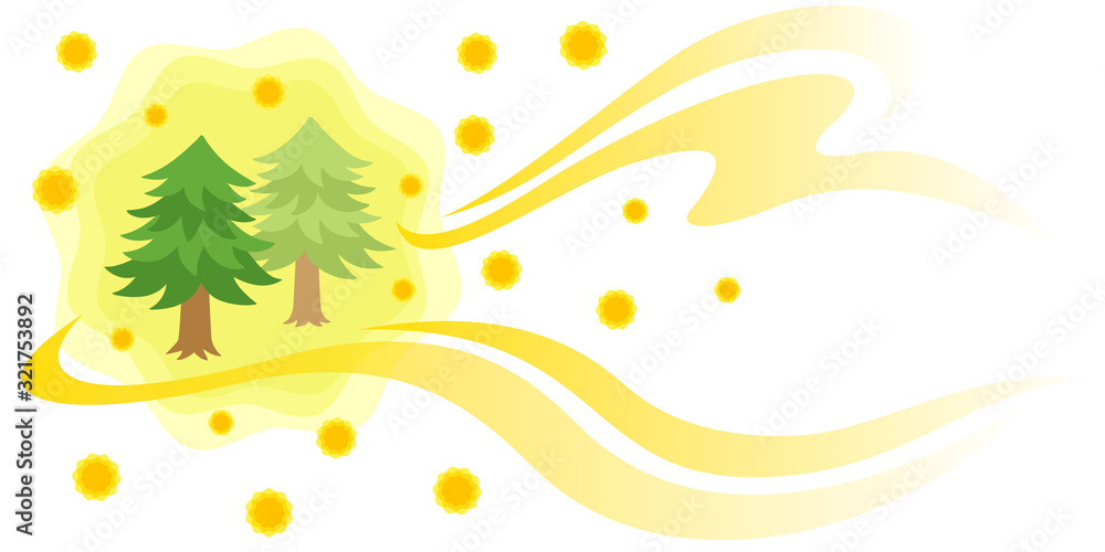 飛散するスギ花粉のイラスト 横長 Stock Vector Adobe Stock