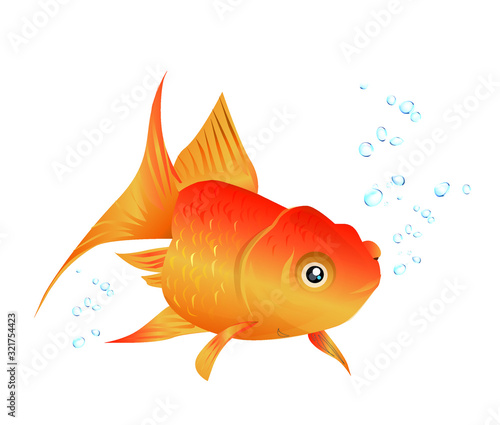 Stock Illustration: goldfish, multicolored, swim happily