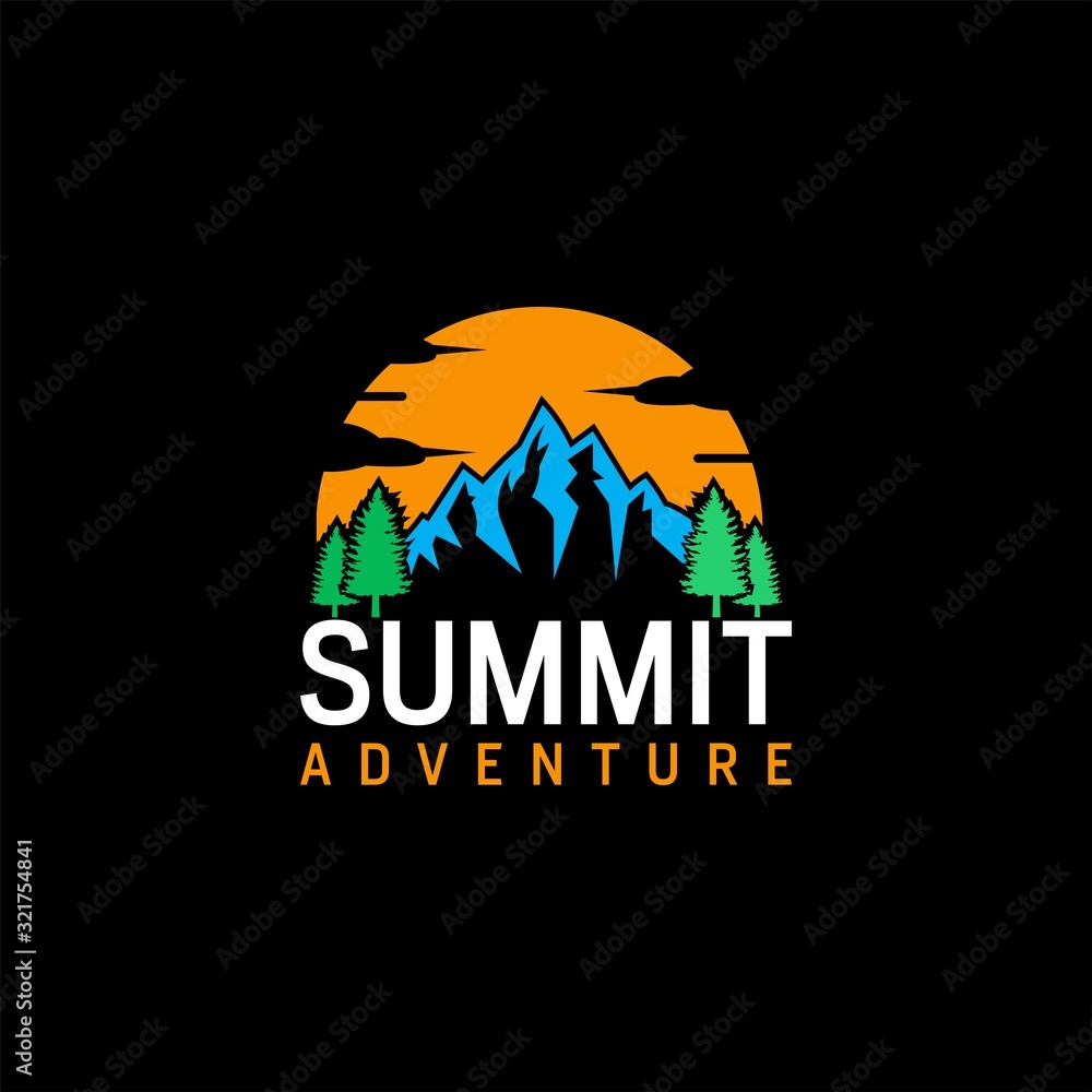 peak / summit adventure icon vector logo design outdoor illustration