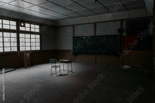 Japanese abandoned school stairs