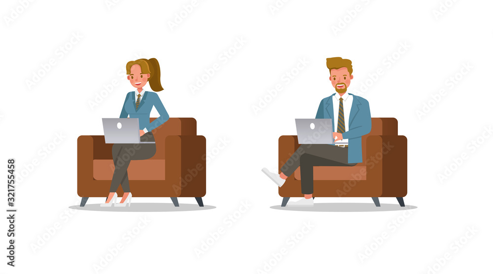 business people working in office character vector design. no36