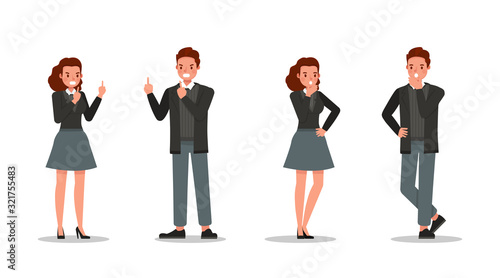 business people working in office character vector design. no41