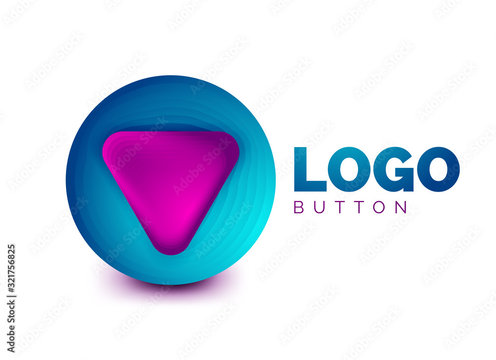 Play, arrow or download button icon, minimal design business logo template. 3d geometric bold in relief style with color blend steps effect. Vector Illustration For Wallpaper, Banner, Background, Card Play, arrow or download button icon, minimal design business logo template. 3d geometric bold in relief style with color blend steps effect. Vector Illustration For Wallpaper, Banner, Background, Card
