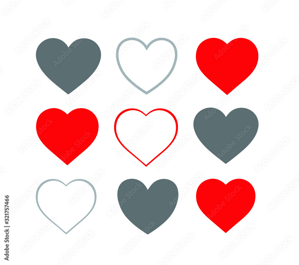 Collection of heart illustrations, Love symbol icon set, love symbol Collection of heart illustrations, Love symbol icon set, love symbol