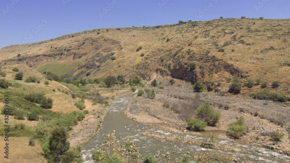 The beautiful River Jordan where Jesus Christ was known to walk on water - aerial The beautiful River Jordan where Jesus Christ was known to walk on water - aerial