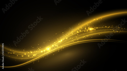 golden neon glowing waves